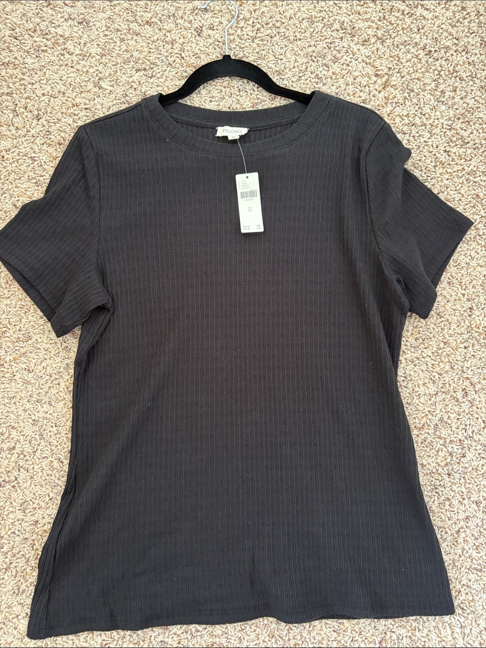 Pilcro textured rib layering tee, black, XL